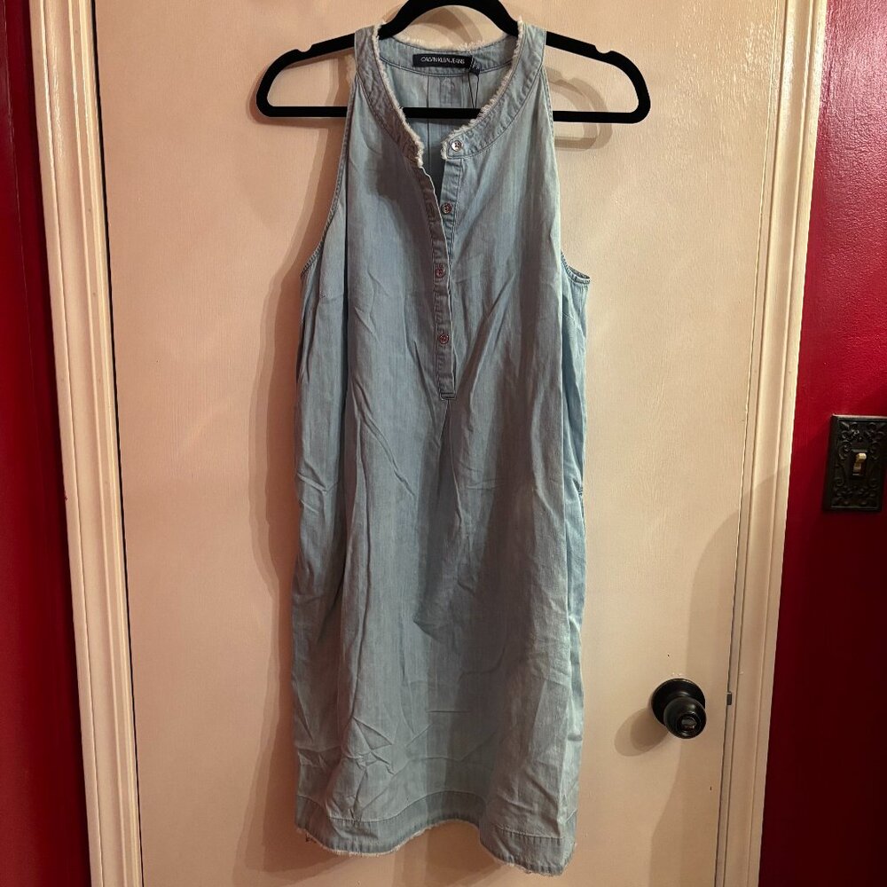 NWT Calvin Klein Jeans Denim Halter Dress with Pockets